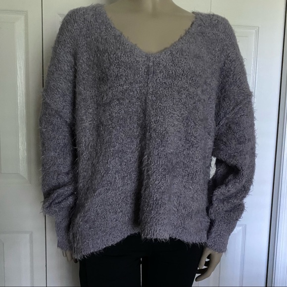 Free People women’s size small Icing Falling Star Pullover Purple Fuzzy Sweater - Picture 4 of 16